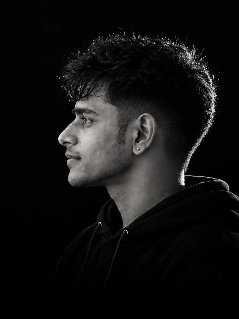 Ganesh Datta G, black-and-white profile portrait